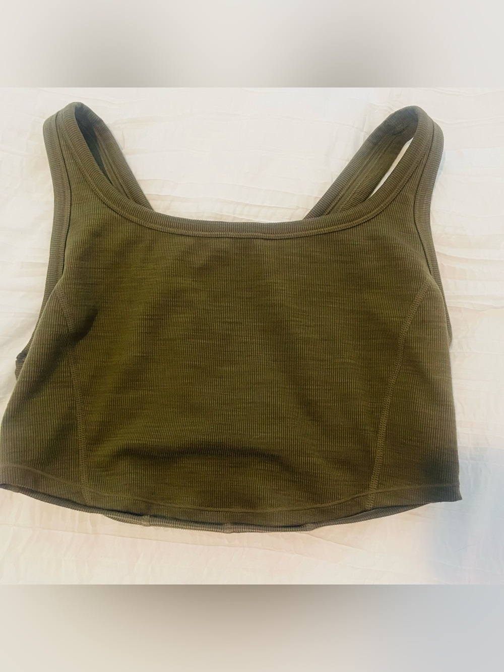 PrAna Olive Green Ribbed sports bra